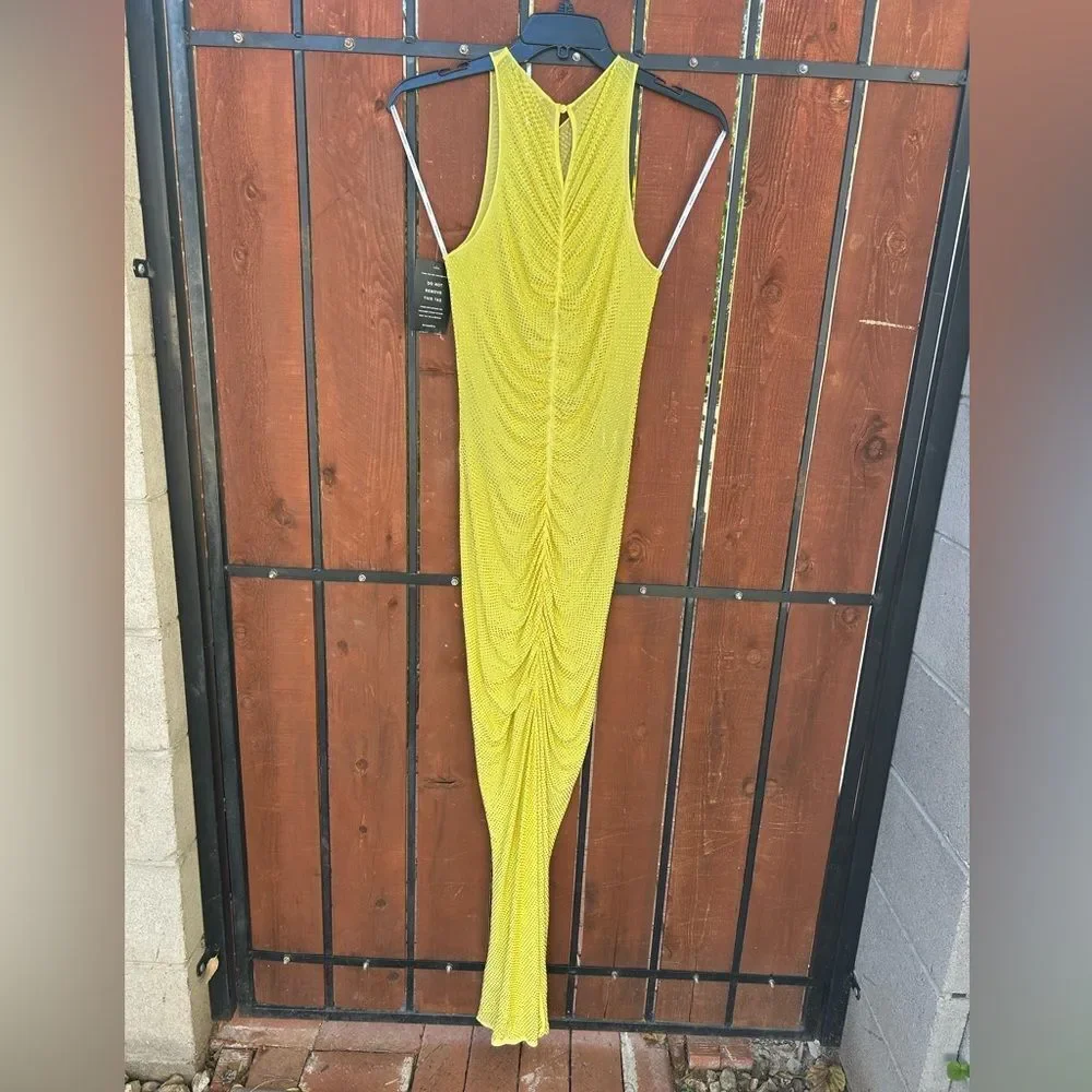 Retrofete Marsann yellow crystal rhinestone dress size small - Picture 2 of 13